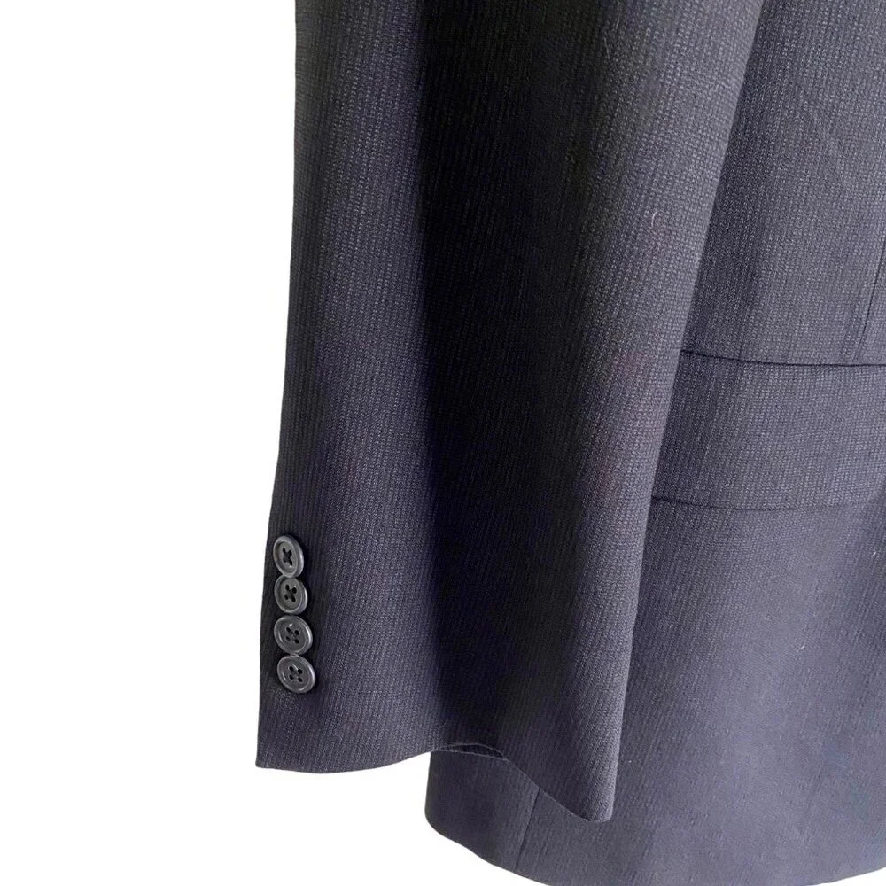 Hart Schaffner Marx Men's 2-Button Black Gray Wool Suit Jacket Blazer 40R